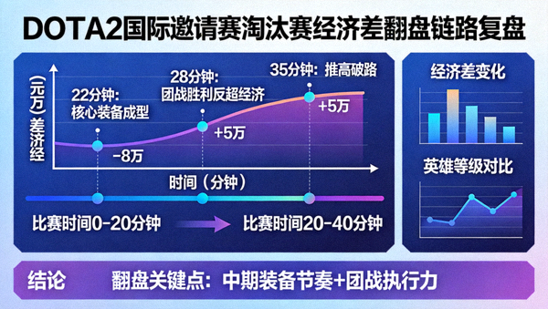 DOTA2国际邀请赛淘汰赛经济差翻盘链路复盘示意图