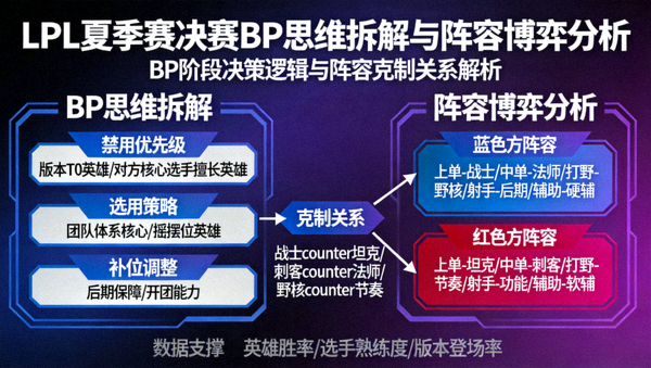 LPL夏季赛决赛BP思维拆解与阵容博弈分析示意图